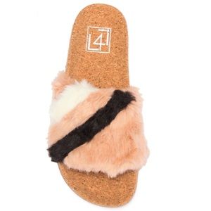 New L4L Ace Blush Pink Faux Fur Slide Sandal